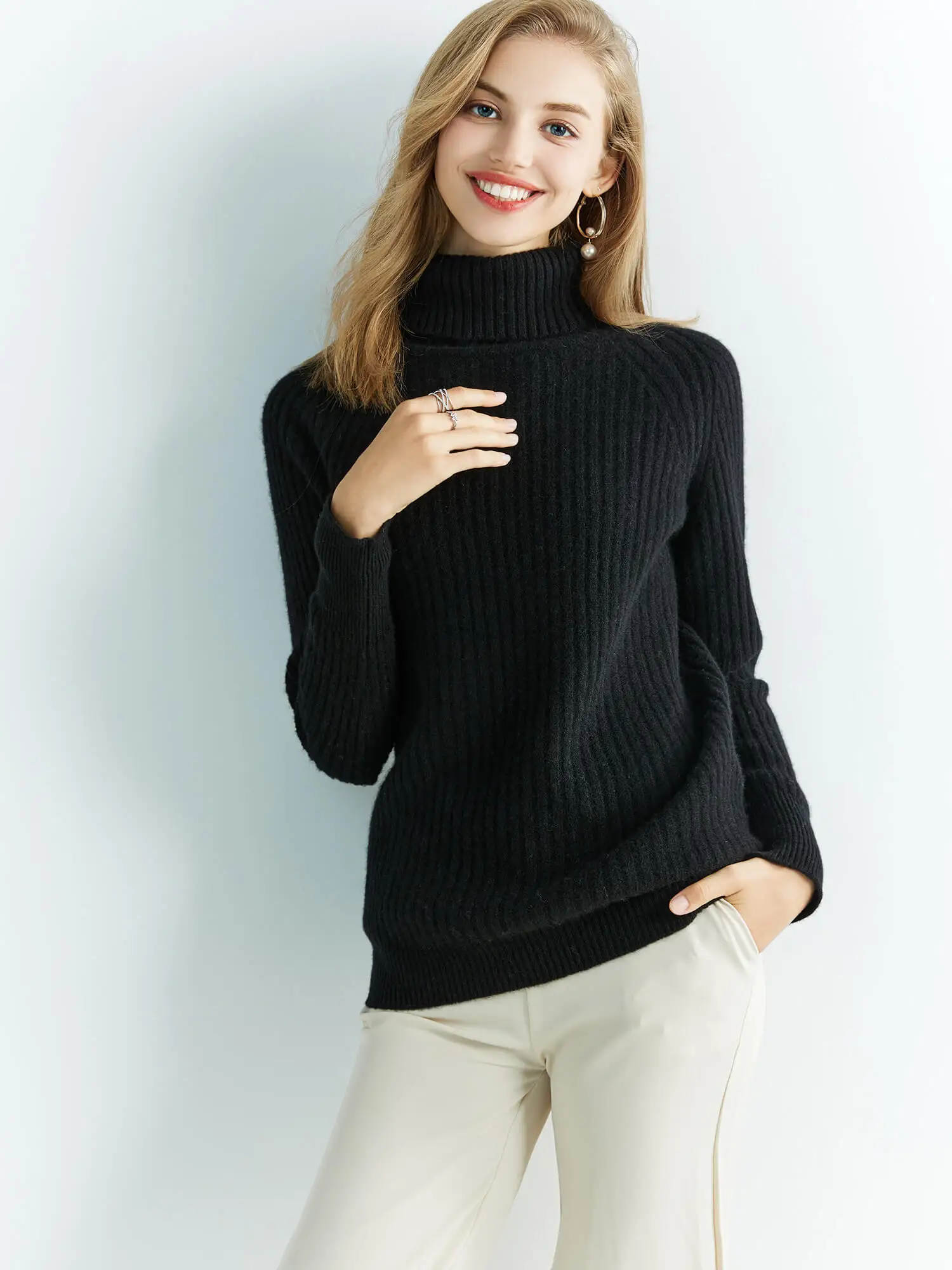 Cashmere Wool Sweater Women's Knitted Sweaters 100% Merino Wool Turtleneck Long-Sleeve Pullover Winter Autumn Jumper Top Clothes