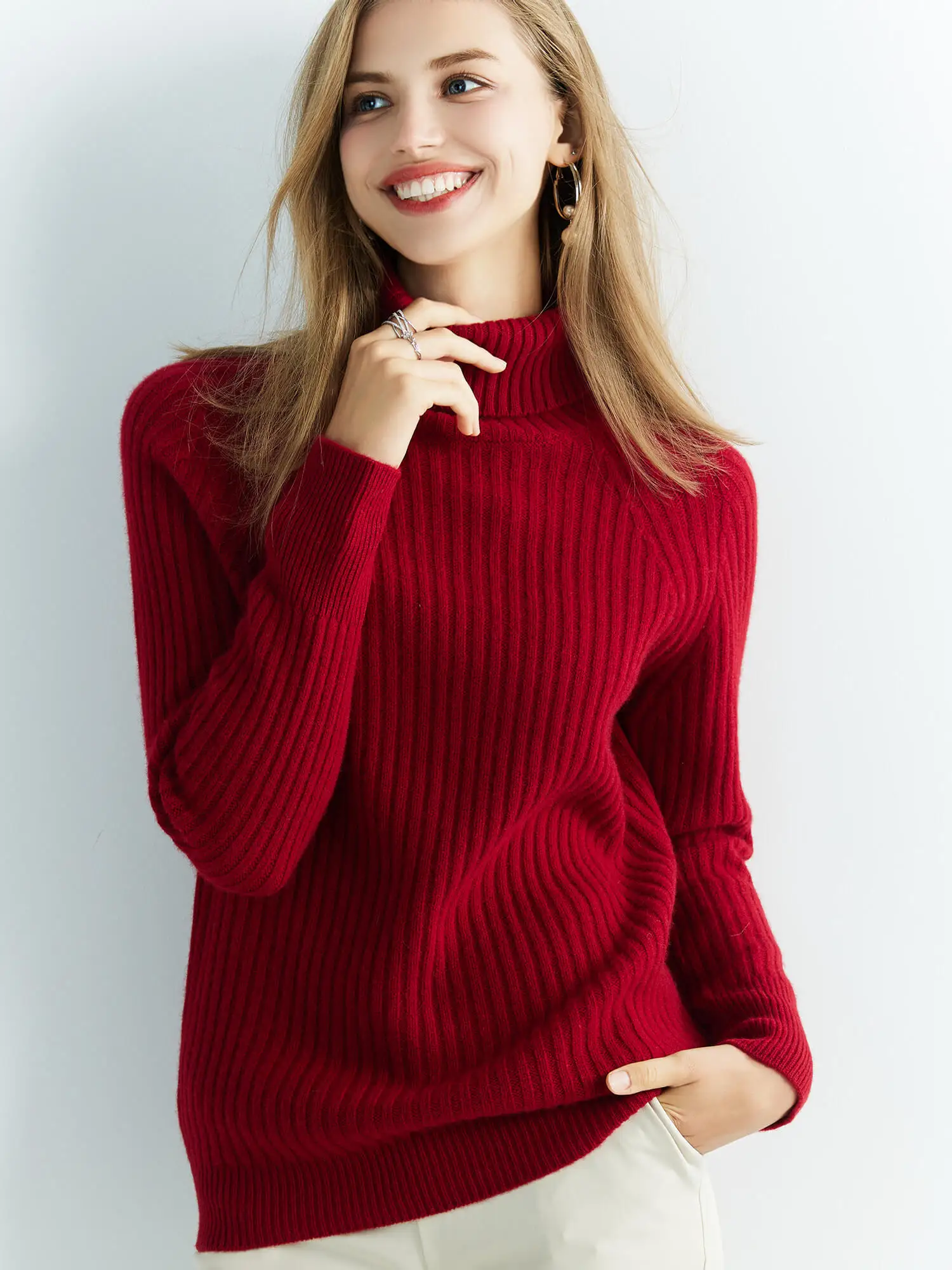 Cashmere Wool Sweater Women's Knitted Sweaters 100% Merino Wool Turtleneck Long-Sleeve Pullover Winter Autumn Jumper Top Clothes