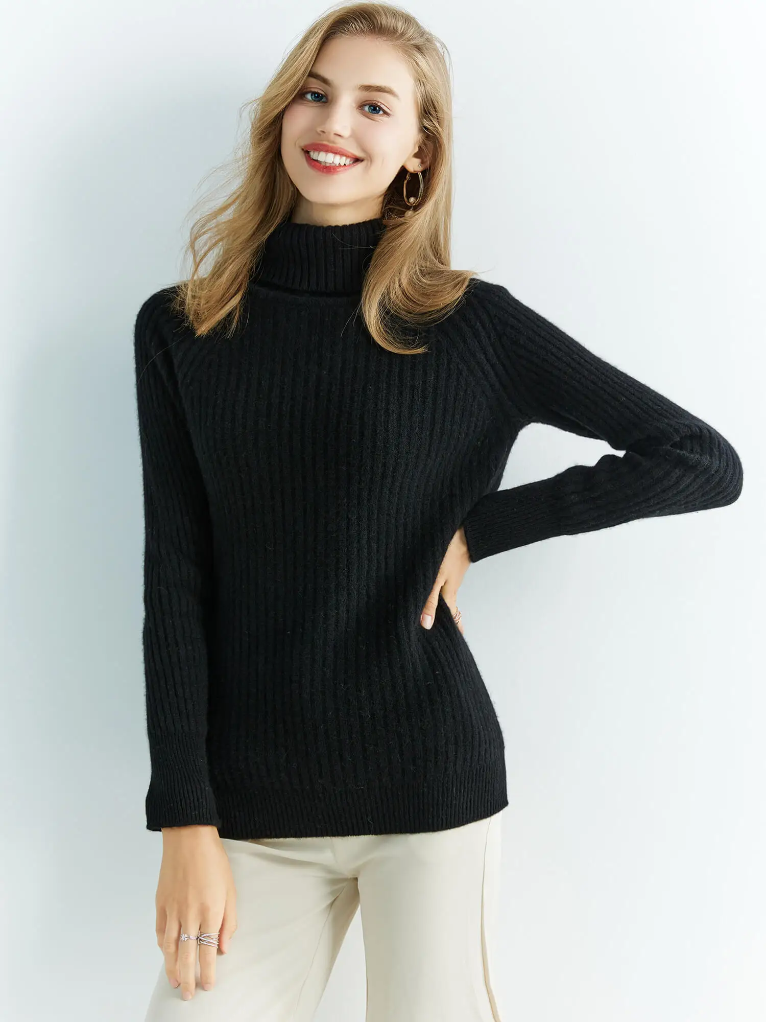 Cashmere Wool Sweater Women's Knitted Sweaters 100% Merino Wool Turtleneck Long-Sleeve Pullover Winter Autumn Jumper Top Clothes