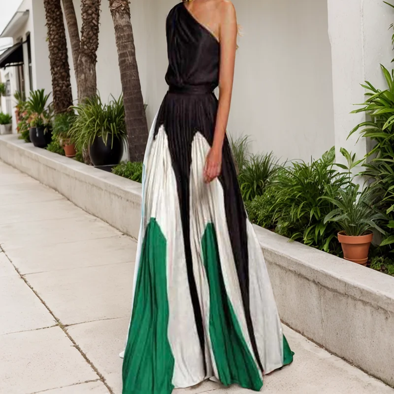 Women Clothes Elegant Diagonal Collar Club Party Dresses Femme Sexy Beach Dress Summer Sundress Vestidos Elegantes Para Mujer