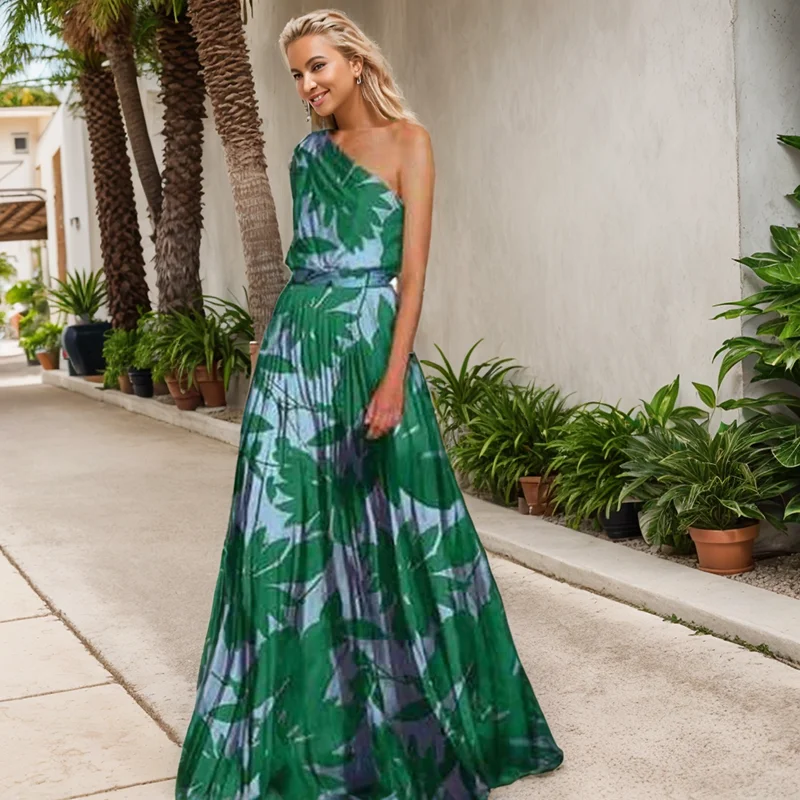 Women Clothes Elegant Diagonal Collar Club Party Dresses Femme Sexy Beach Dress Summer Sundress Vestidos Elegantes Para Mujer