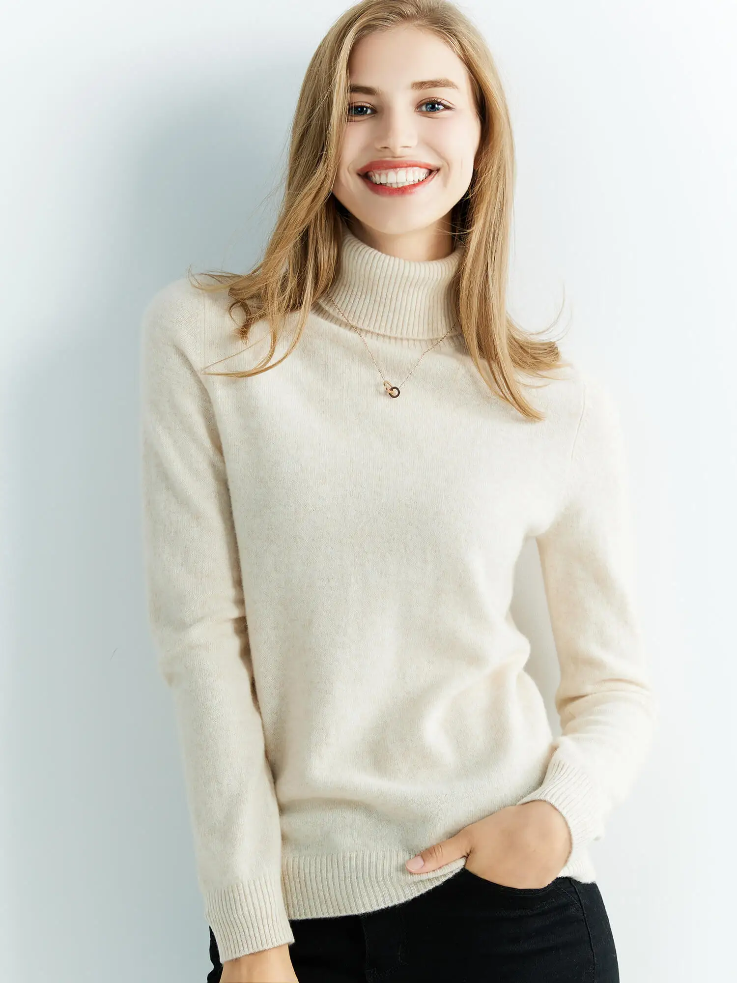 Knitted Sweaters Cashmere Sweater Women's 100% Merino Wool Turtleneck Fashion Pullover Winter Autumn Jumpers Top Female Clothing