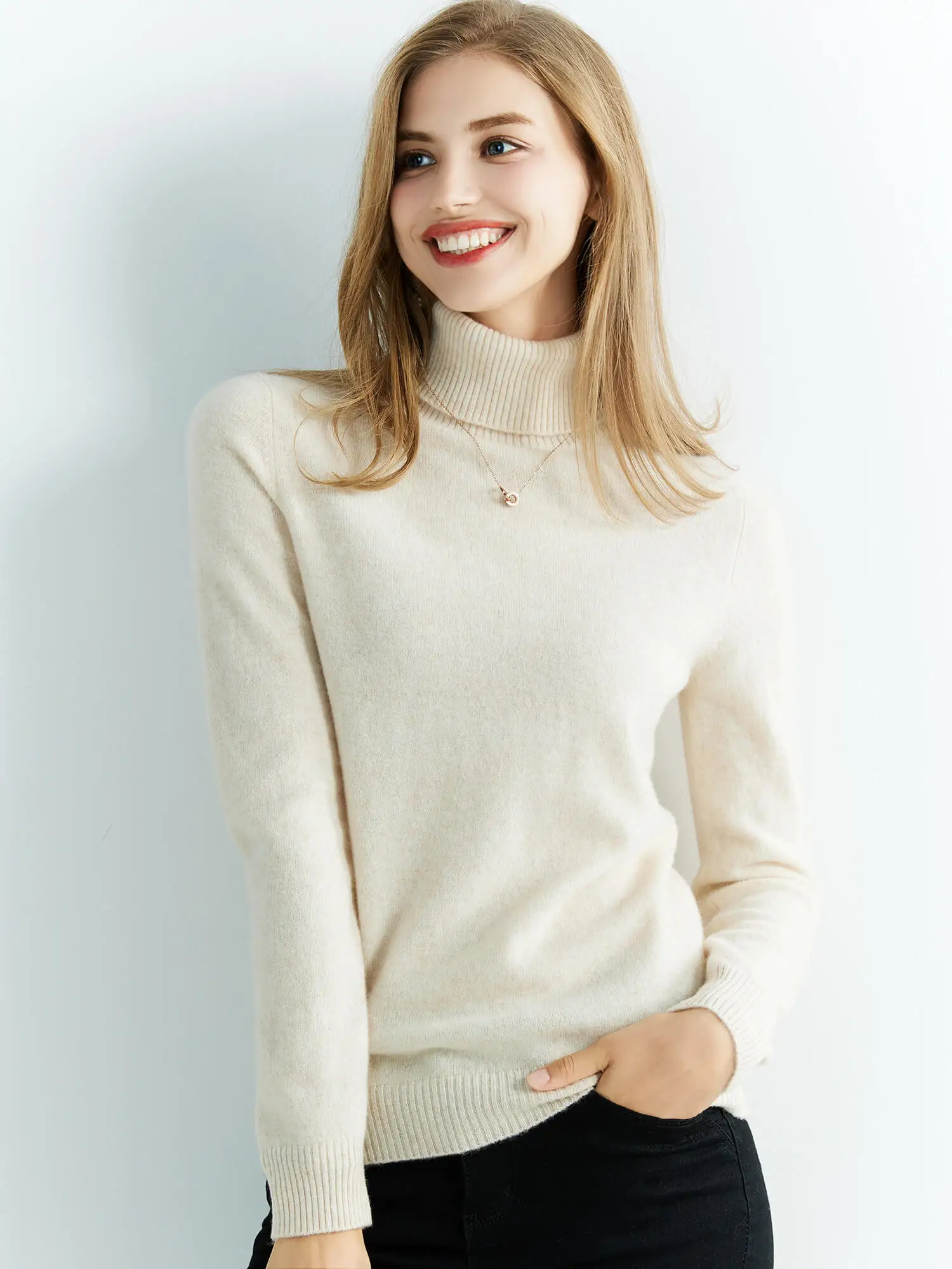 Knitted Sweaters Cashmere Sweater Women's 100% Merino Wool Turtleneck Fashion Pullover Winter Autumn Jumpers Top Female Clothing