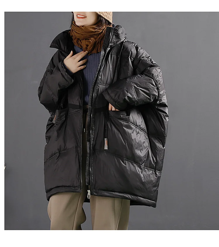 Amax LuluE Winter Fashion Snow Clothes Womens Loose Vintage Hooded Duck Down Jackets Casual Warm Coats Thicken Parkas Oversized