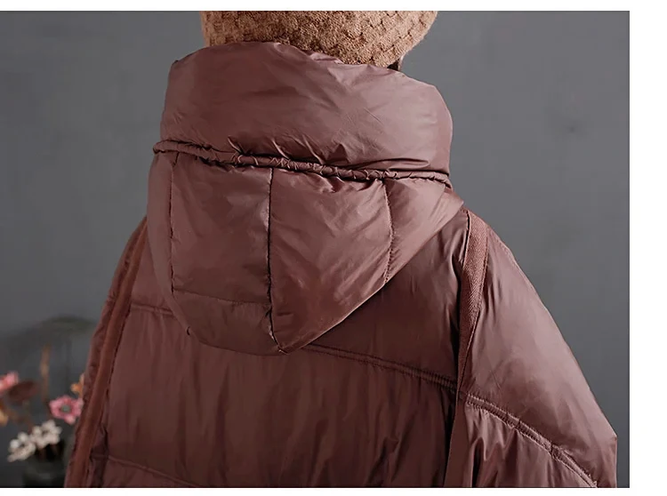 Amax LuluE Winter Fashion Snow Clothes Womens Loose Vintage Hooded Duck Down Jackets Casual Warm Coats Thicken Parkas Oversized