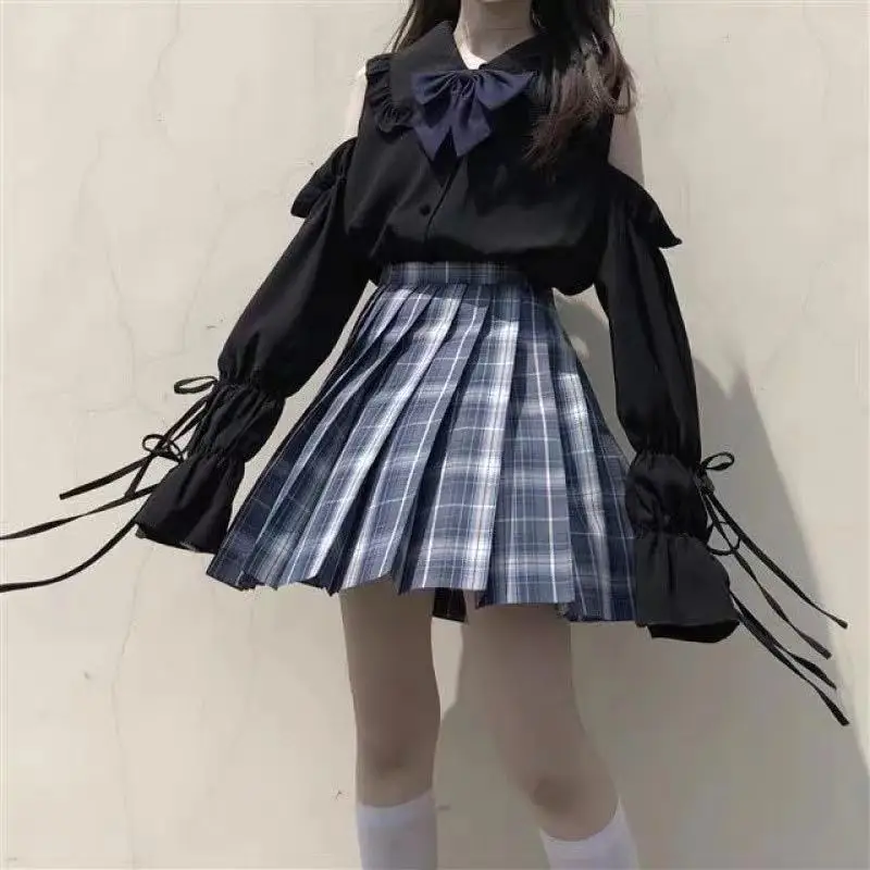 Coalfell White Japanese Sweet Shirt Kawai bow Collar Lolita Long Sleeve Shirt Student Shirt 2022 New White Lolita Top