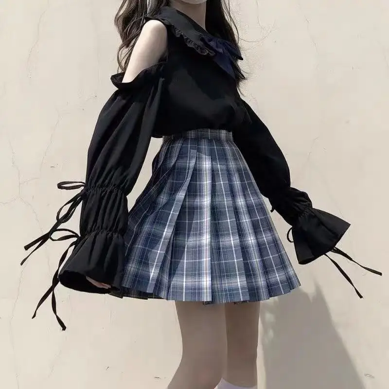 Coalfell White Japanese Sweet Shirt Kawai bow Collar Lolita Long Sleeve Shirt Student Shirt 2022 New White Lolita Top