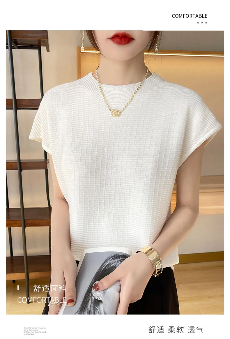 Summer Female T-shirts Short Sleeve Women O-neck Solid Color Fashion Women's Clothing Tee Mock Neck Casual Soft T Shirt Oversize