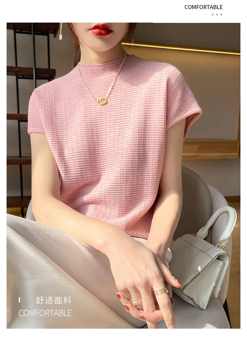 Summer Female T-shirts Short Sleeve Women O-neck Solid Color Fashion Women's Clothing Tee Mock Neck Casual Soft T Shirt Oversize