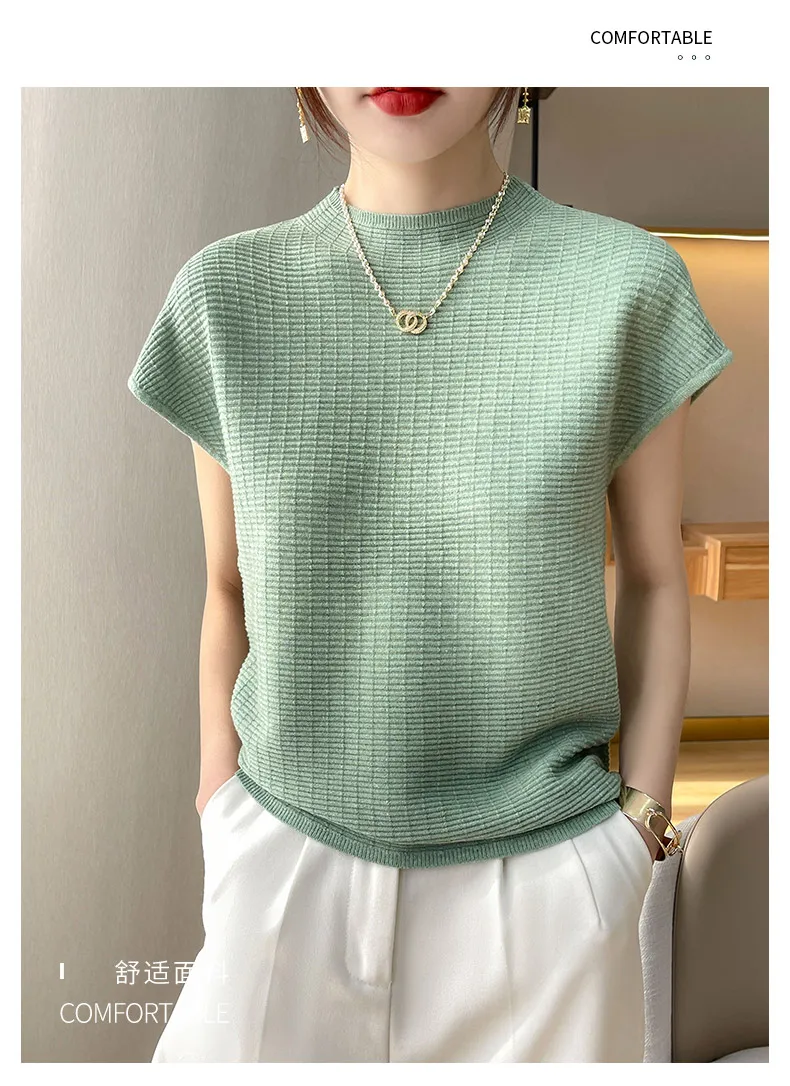 Summer Female T-shirts Short Sleeve Women O-neck Solid Color Fashion Women's Clothing Tee Mock Neck Casual Soft T Shirt Oversize