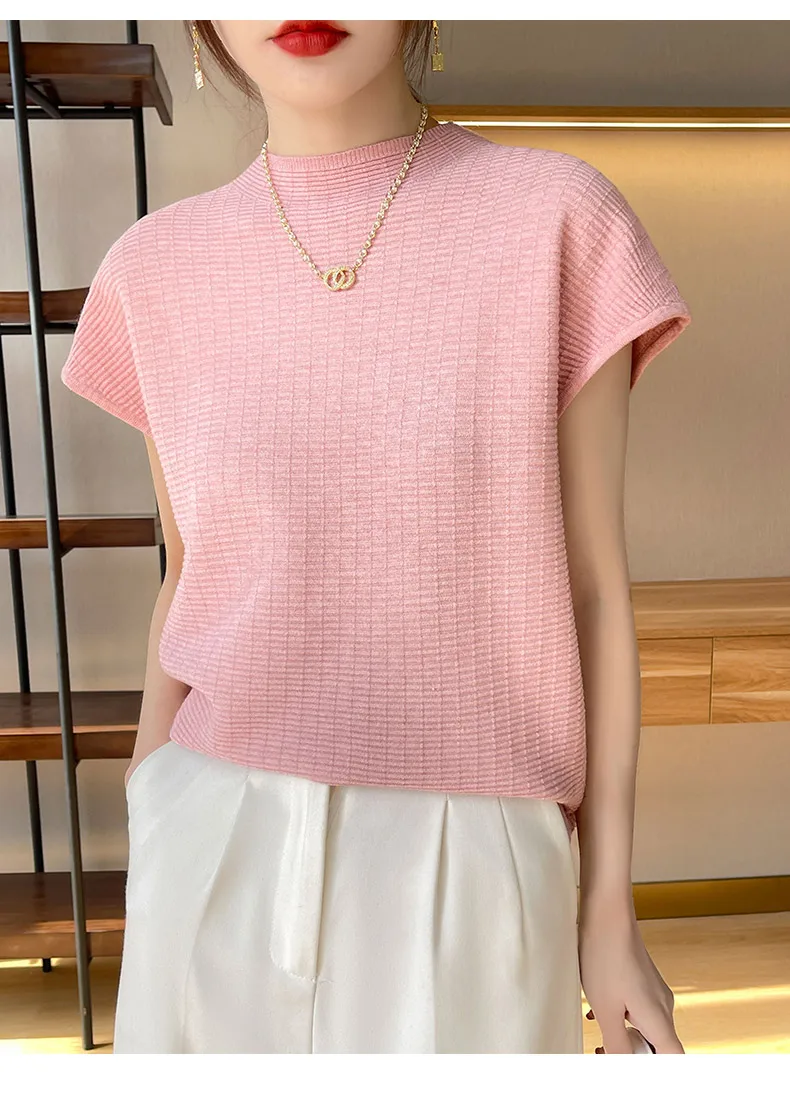 Summer Female T-shirts Short Sleeve Women O-neck Solid Color Fashion Women's Clothing Tee Mock Neck Casual Soft T Shirt Oversize
