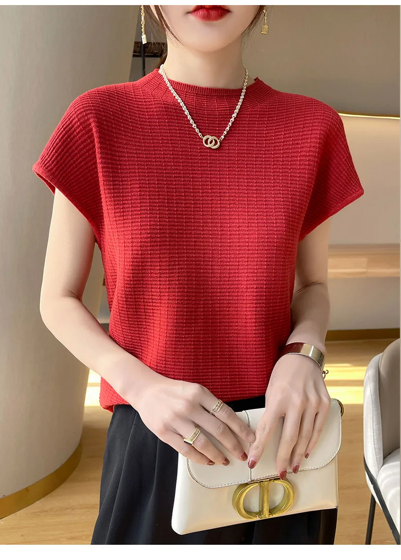 Summer Female T-shirts Short Sleeve Women O-neck Solid Color Fashion Women's Clothing Tee Mock Neck Casual Soft T Shirt Oversize
