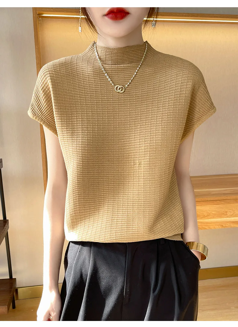 Summer Female T-shirts Short Sleeve Women O-neck Solid Color Fashion Women's Clothing Tee Mock Neck Casual Soft T Shirt Oversize
