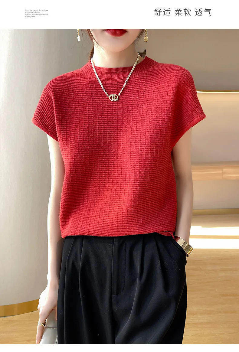 Summer Female T-shirts Short Sleeve Women O-neck Solid Color Fashion Women's Clothing Tee Mock Neck Casual Soft T Shirt Oversize