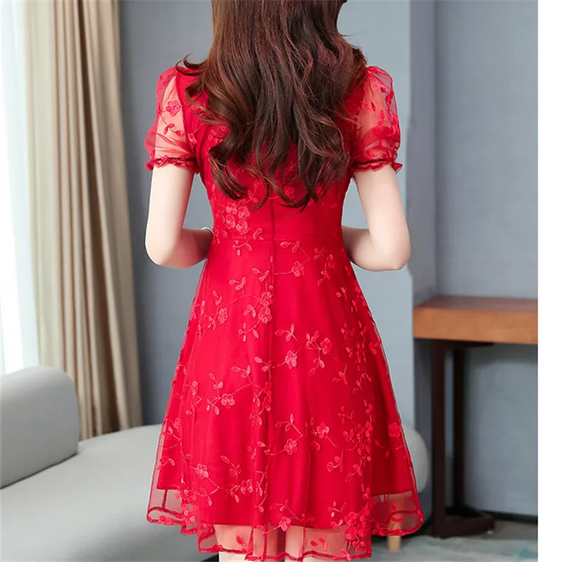 Spring Summer Dress Women Elegant Lace Floral 2023 New Long Sleeve Casual Midi Black Party Dresses Ladies Clothing vestidos robe