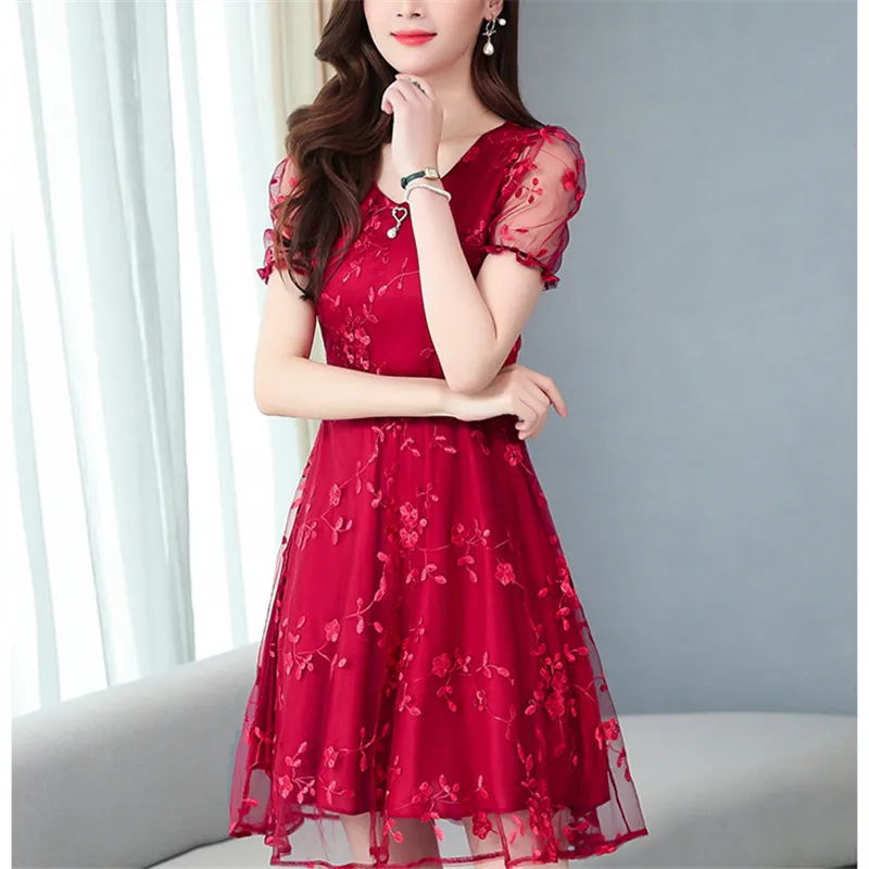 Spring Summer Dress Women Elegant Lace Floral 2023 New Long Sleeve Casual Midi Black Party Dresses Ladies Clothing vestidos robe