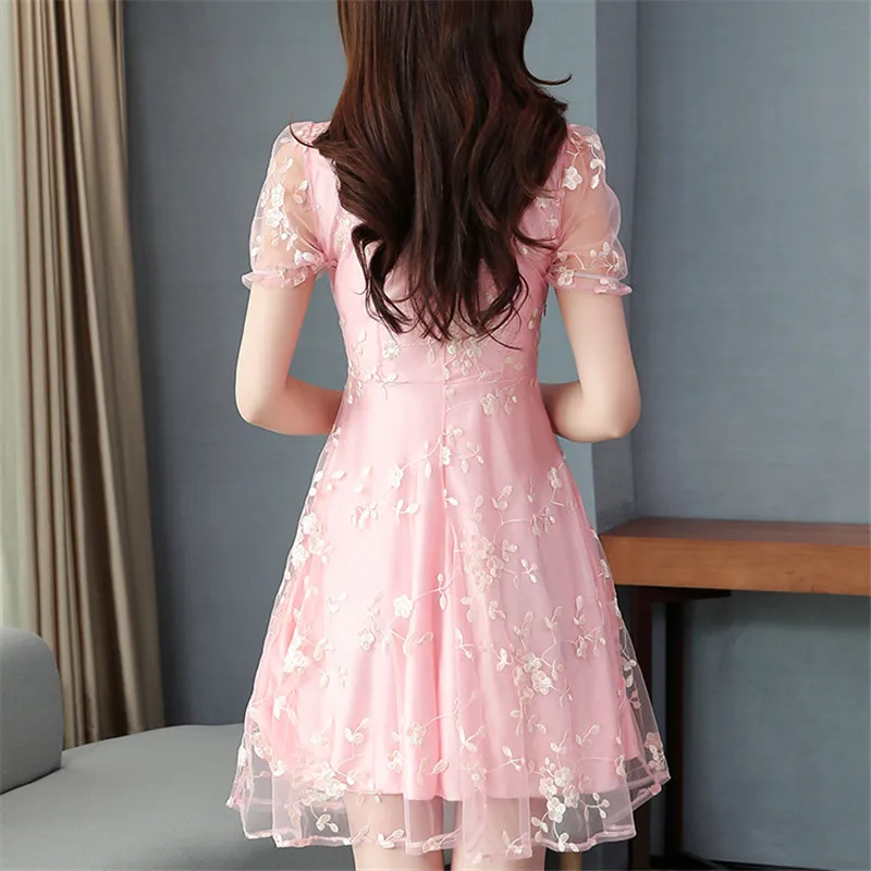 Spring Summer Dress Women Elegant Lace Floral 2023 New Long Sleeve Casual Midi Black Party Dresses Ladies Clothing vestidos robe