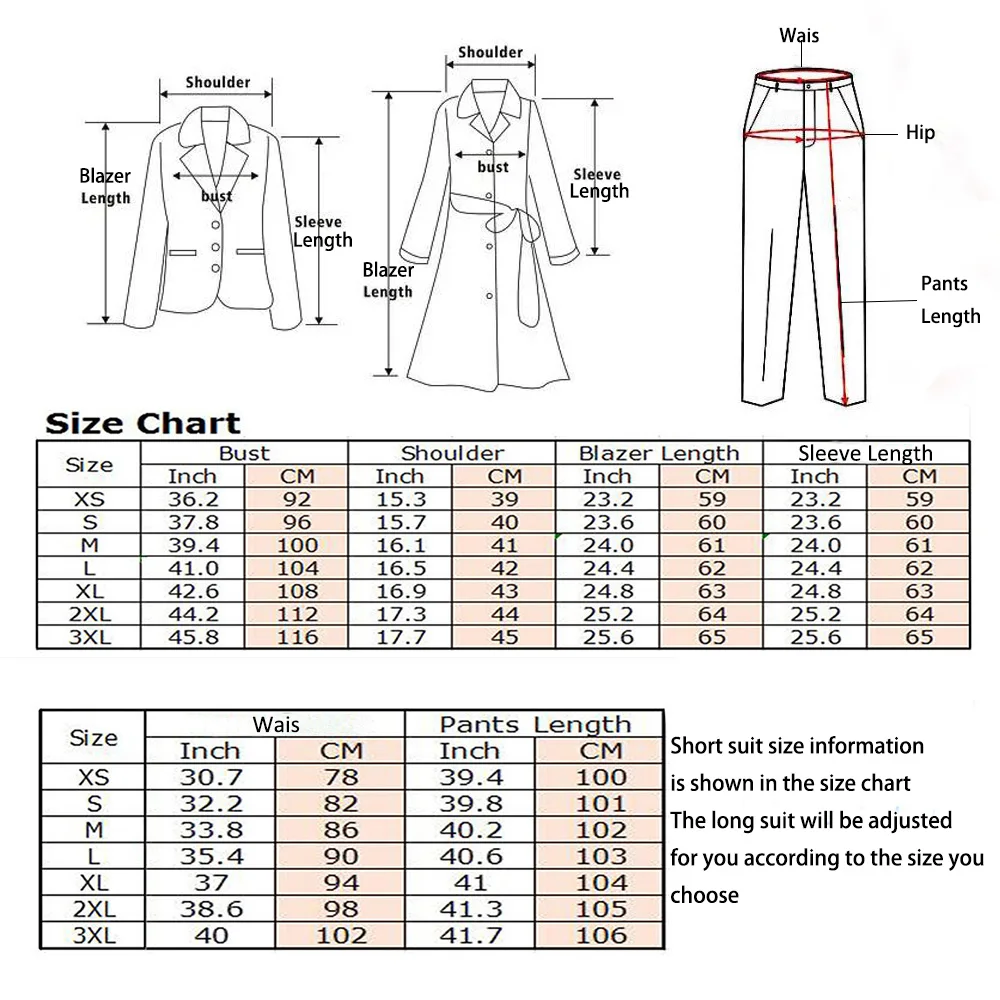 Women's Long Suit 2-Pieces Jacket+Pants Slim Fit 1 Button High Street Luxury Womens Clothing Pant Set tailleur femm Customized