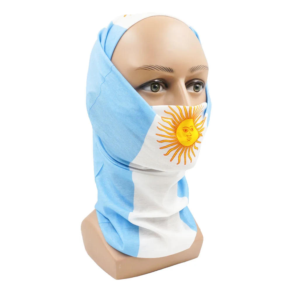Summer Breathable Argentina Flag Bandana Seamless Face Shield for Worldwide Football Fans Outdoor Sports Headband Neck Gaiter