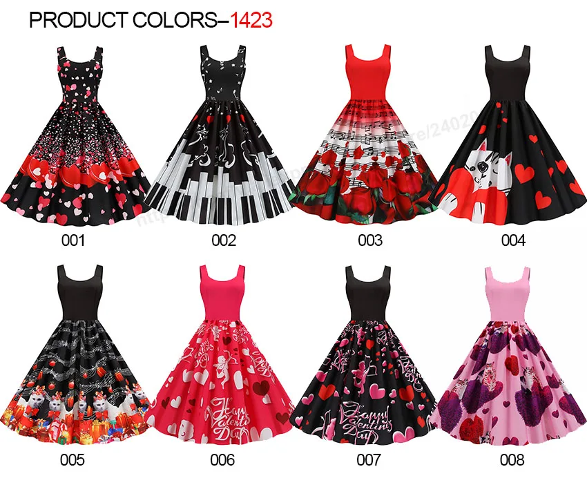 Summer Music Note Floral Print Women Sexy New Year Party Dress Spaghetti Strap Vintage Swing Robe Valentine's Vestidos
