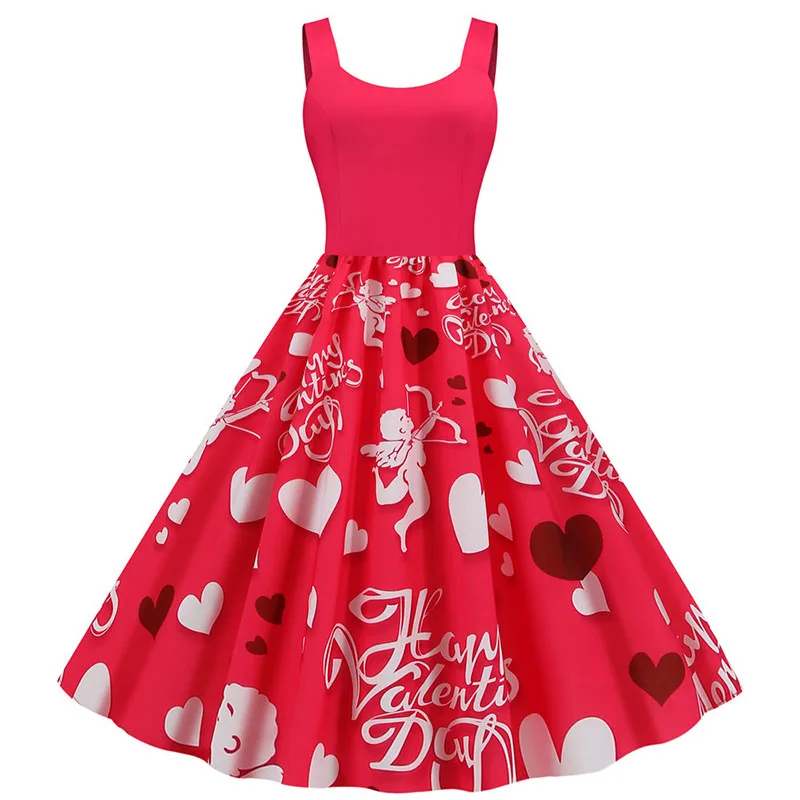 Summer Music Note Floral Print Women Sexy New Year Party Dress Spaghetti Strap Vintage Swing Robe Valentine's Vestidos