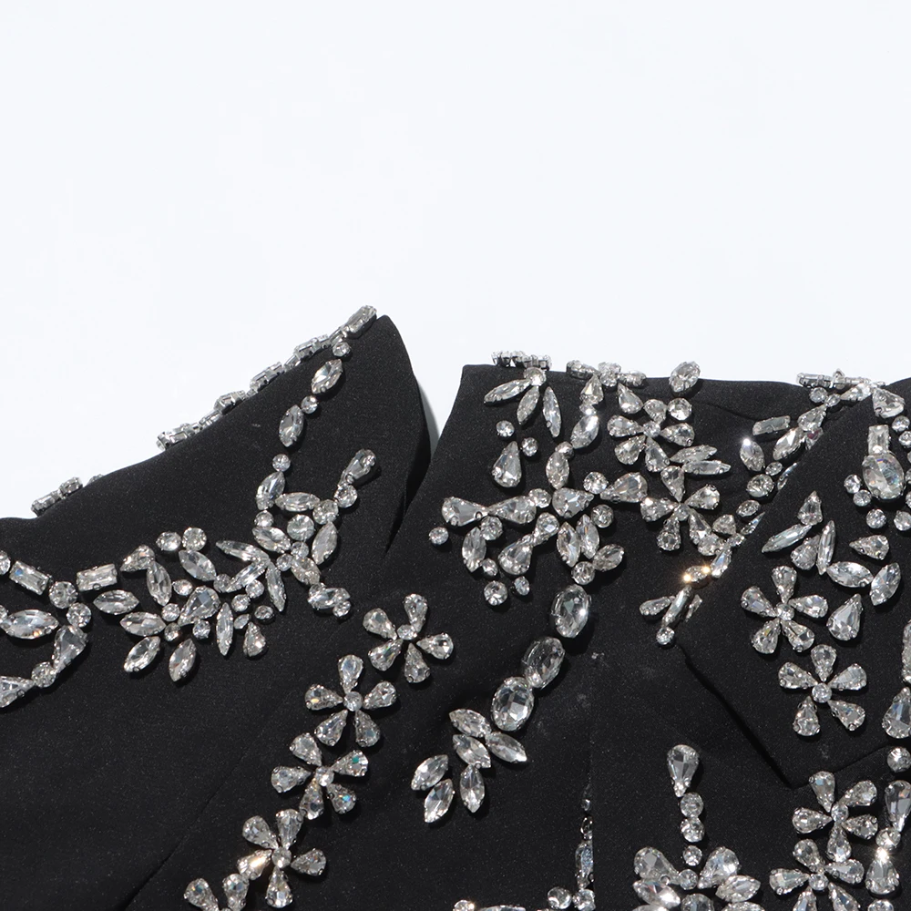 TWOTWINSTYLE Hollow Out Patchwork Diamonds Blazers For Women Notched Collar Long Sleeve Spliced Button Temperament Blazer Female