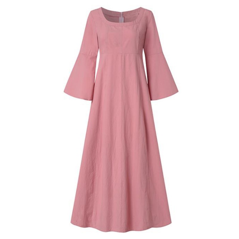 Medieval Dress Woman Costume Palace Cotton and Linen Victorian Dress Cosplay Long Maxi Dresses Kaftan Robe Black Pink Yellow