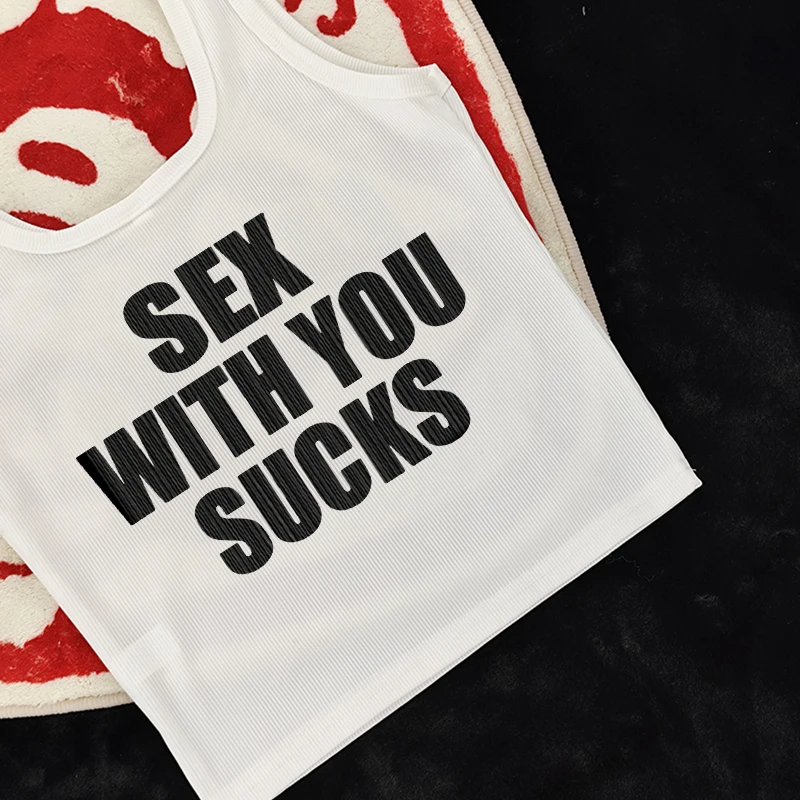 Vintage Sexy Star Future Milf Graphic Print Tank Top Women American Retro Y2k Crop Tops Short Sleeve T-shirts Streetwear