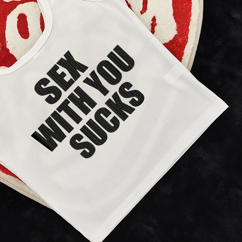 Vintage Sexy Star Future Milf Graphic Print Tank Top Women American Retro Y2k Crop Tops Short Sleeve T-shirts Streetwear