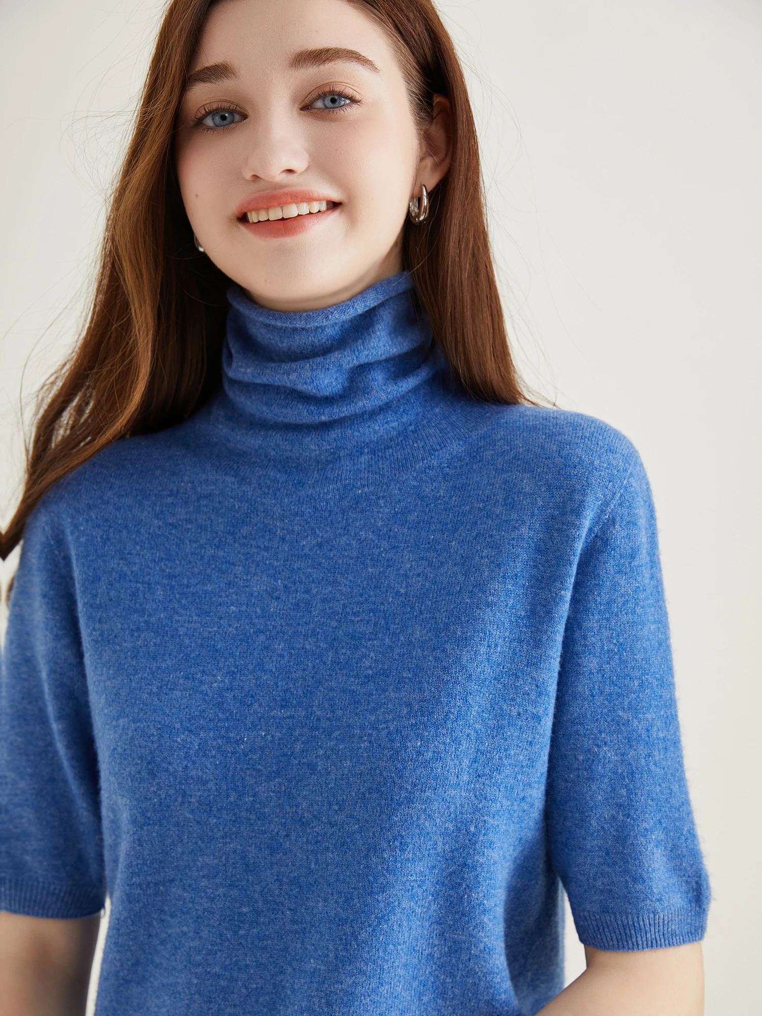 Women's Knit Tops Short Sleeve Fashion Women Sweaters New 100% Merino Wool Knitwears Vintage Sweater Turtleneck Pullover Clothes