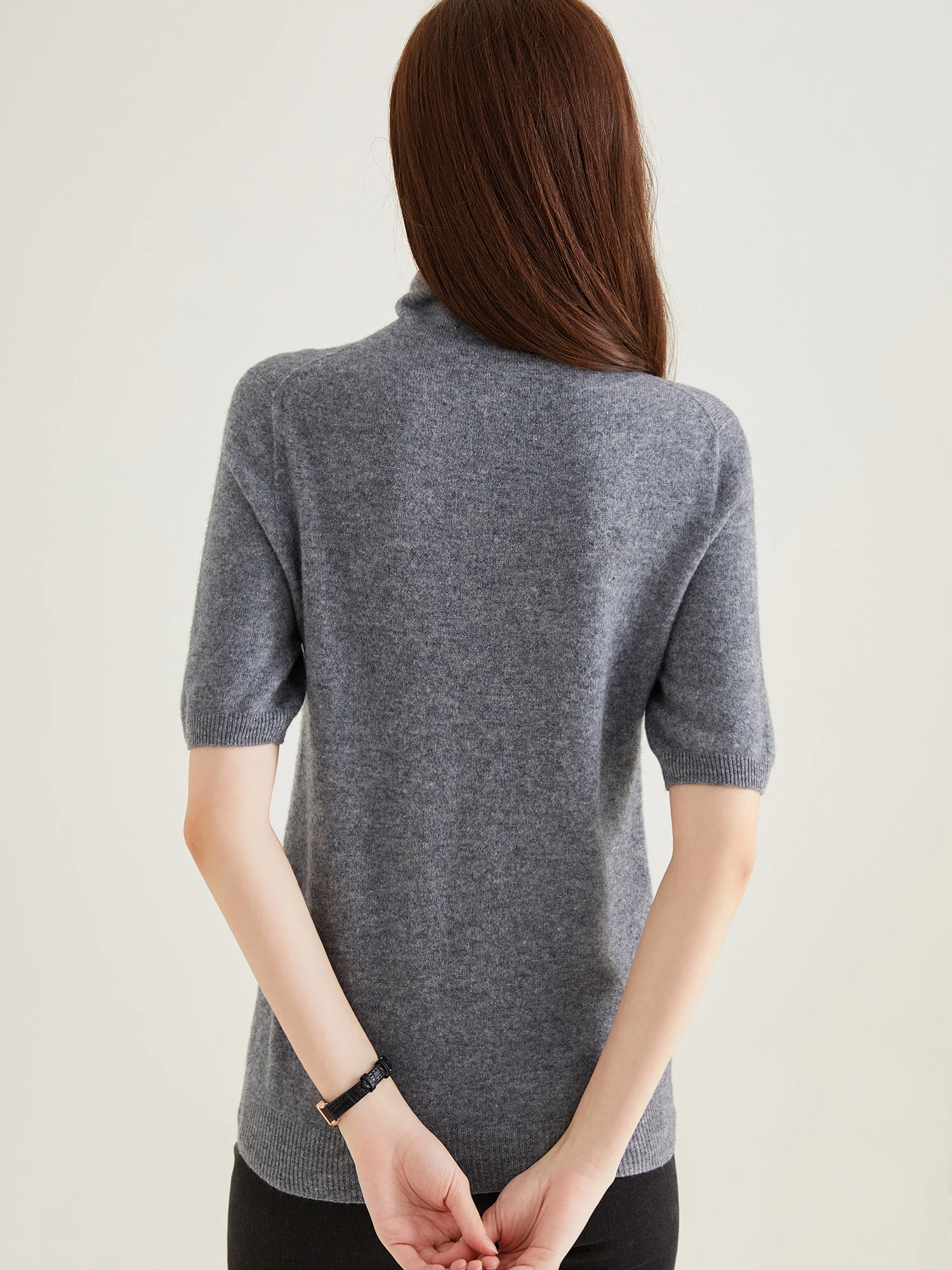 Women's Knit Tops Short Sleeve Fashion Women Sweaters New 100% Merino Wool Knitwears Vintage Sweater Turtleneck Pullover Clothes