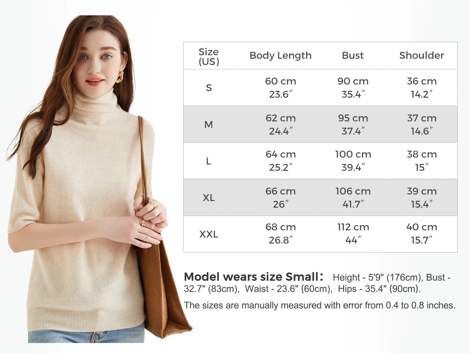 Women's Knit Tops Short Sleeve Fashion Women Sweaters New 100% Merino Wool Knitwears Vintage Sweater Turtleneck Pullover Clothes