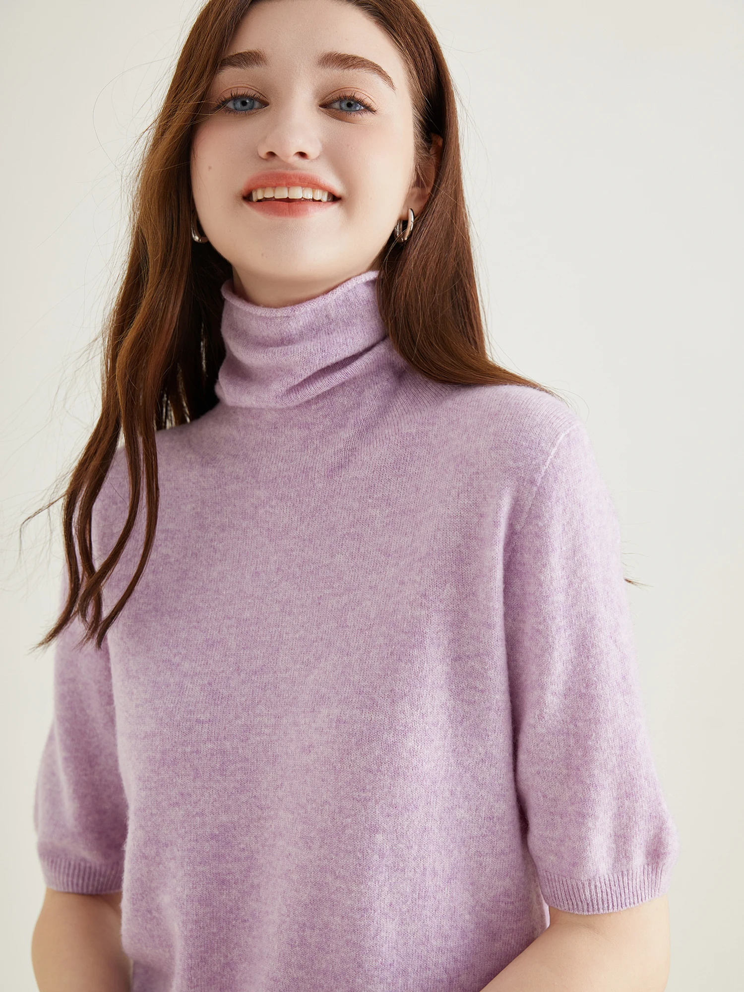 Women's Knit Tops Short Sleeve Fashion Women Sweaters New 100% Merino Wool Knitwears Vintage Sweater Turtleneck Pullover Clothes