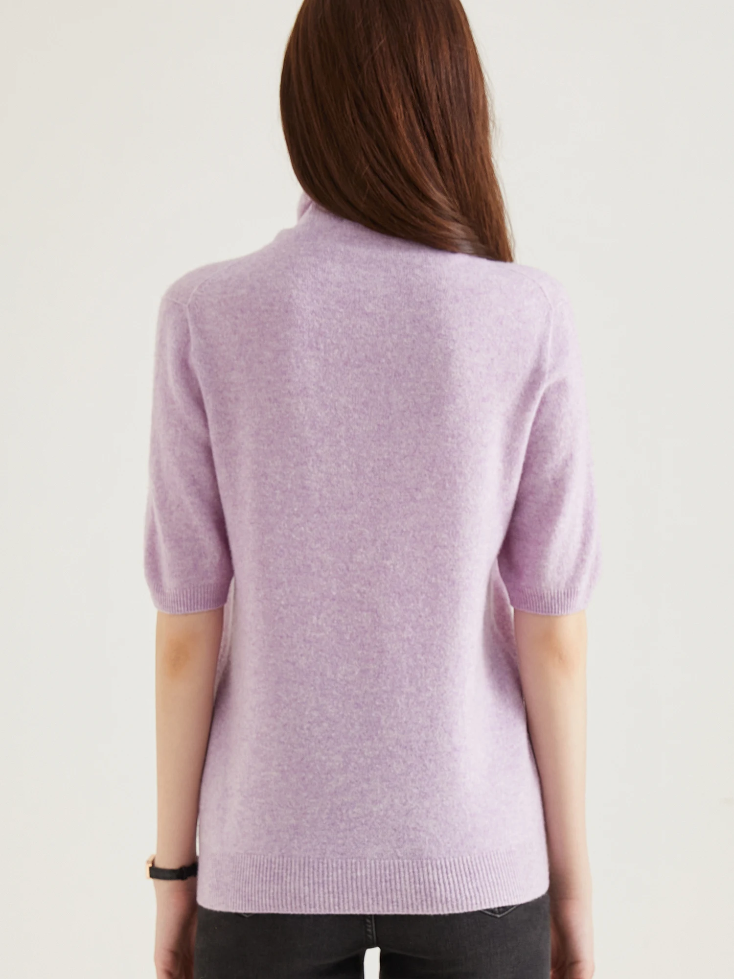 Women's Knit Tops Short Sleeve Fashion Women Sweaters New 100% Merino Wool Knitwears Vintage Sweater Turtleneck Pullover Clothes