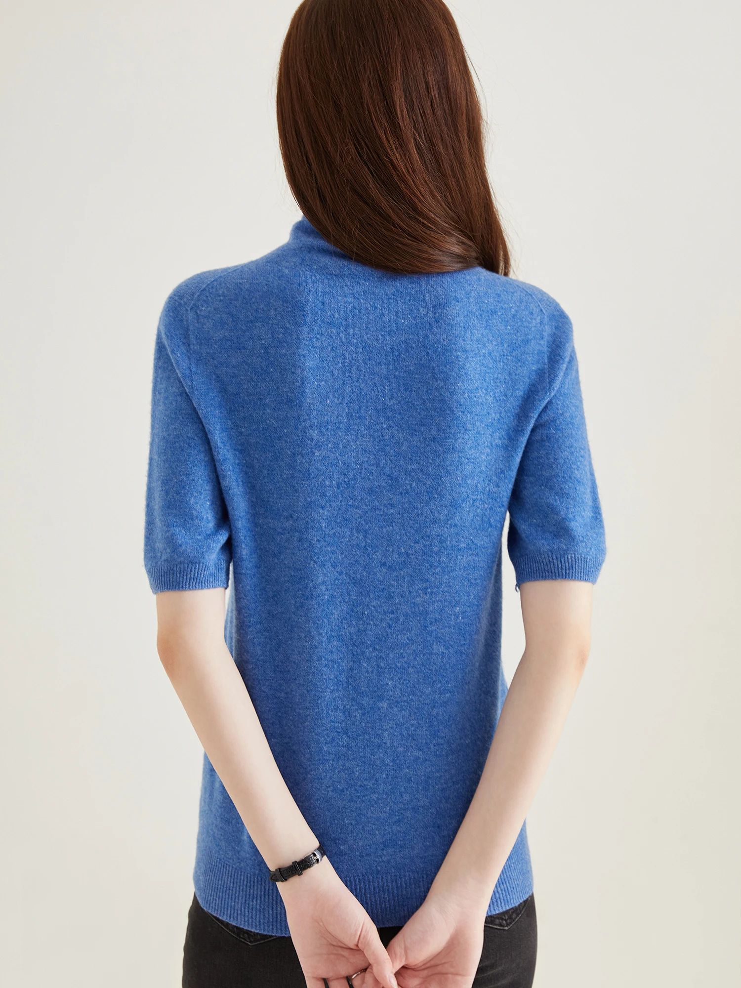 Women's Knit Tops Short Sleeve Fashion Women Sweaters New 100% Merino Wool Knitwears Vintage Sweater Turtleneck Pullover Clothes