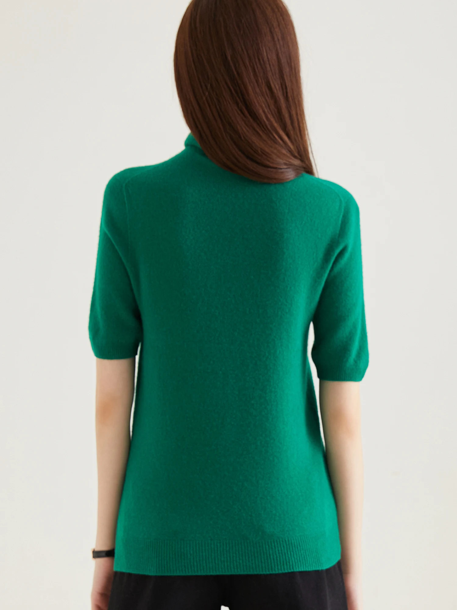 Women's Knit Tops Short Sleeve Fashion Women Sweaters New 100% Merino Wool Knitwears Vintage Sweater Turtleneck Pullover Clothes