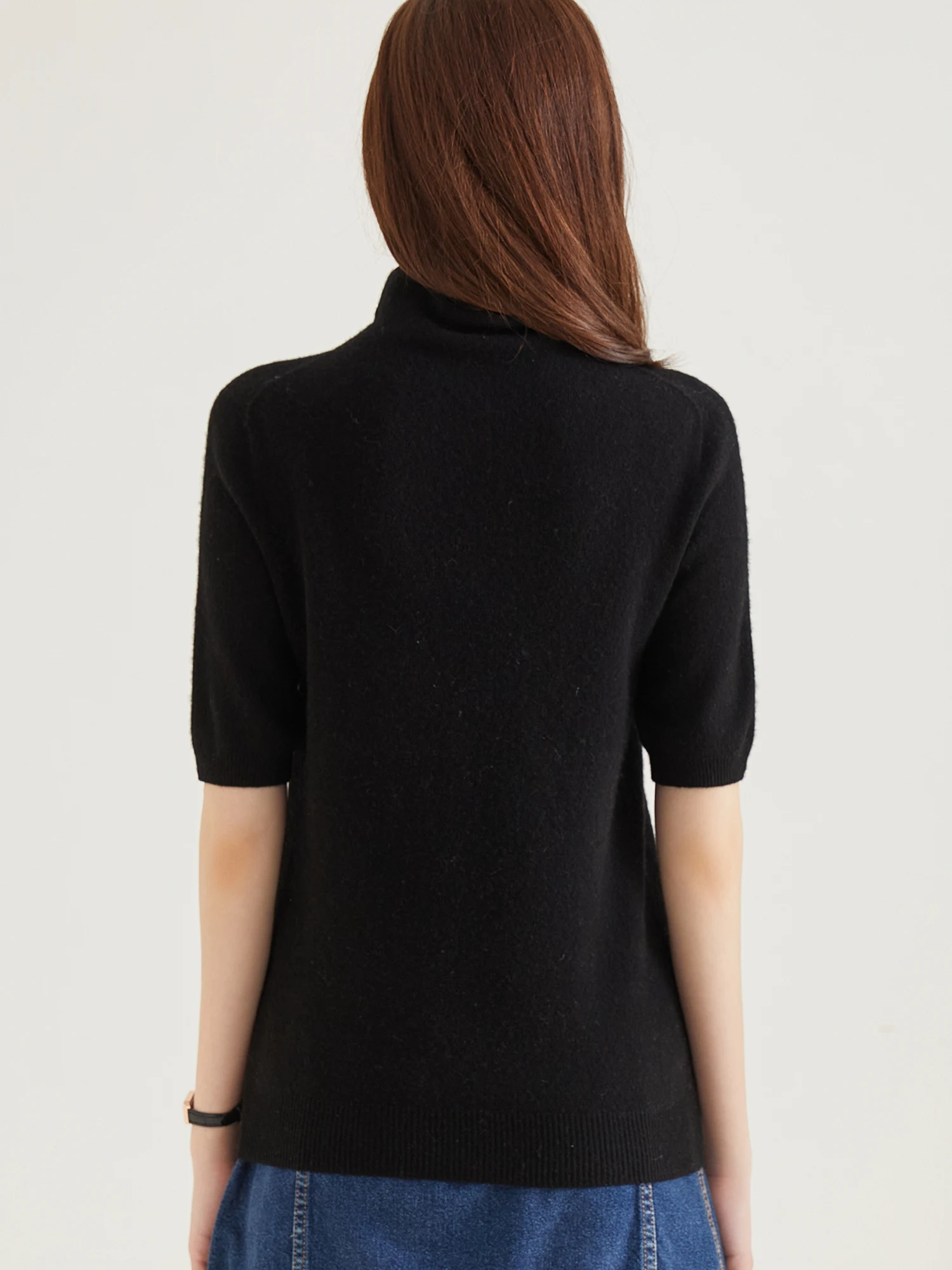 Women's Knit Tops Short Sleeve Fashion Women Sweaters New 100% Merino Wool Knitwears Vintage Sweater Turtleneck Pullover Clothes