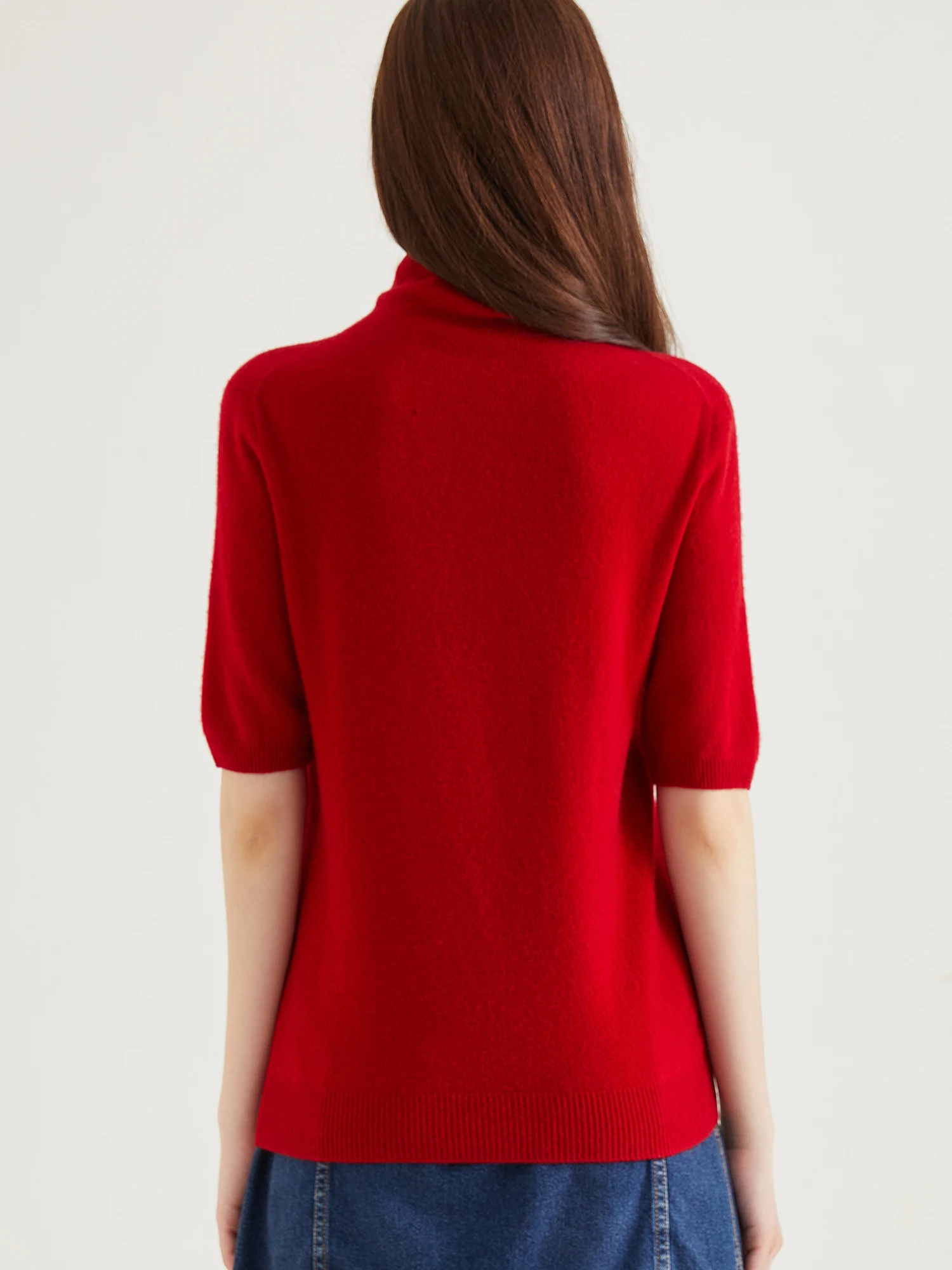 Women's Knit Tops Short Sleeve Fashion Women Sweaters New 100% Merino Wool Knitwears Vintage Sweater Turtleneck Pullover Clothes