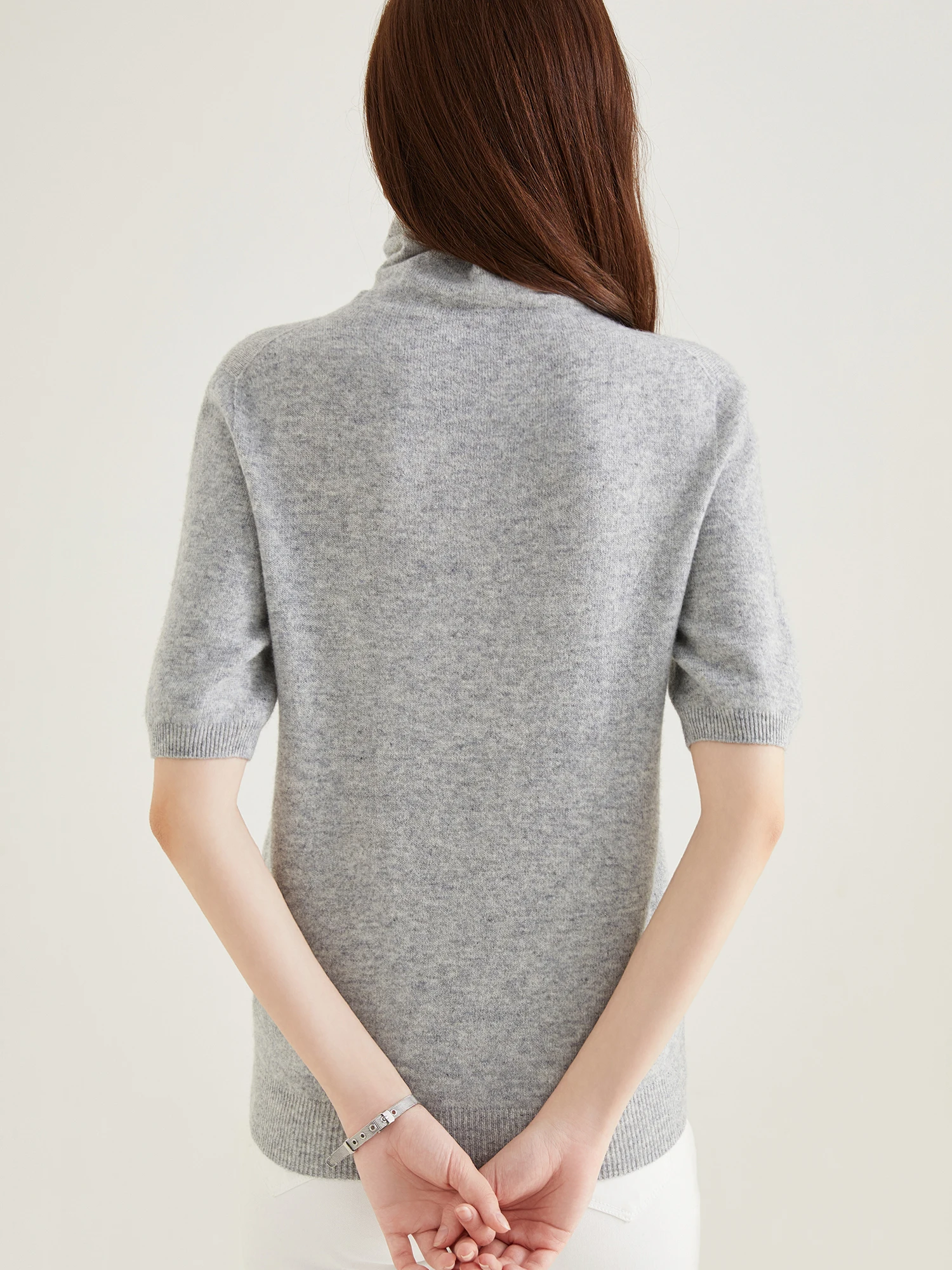 Women's Knit Tops Short Sleeve Fashion Women Sweaters New 100% Merino Wool Knitwears Vintage Sweater Turtleneck Pullover Clothes