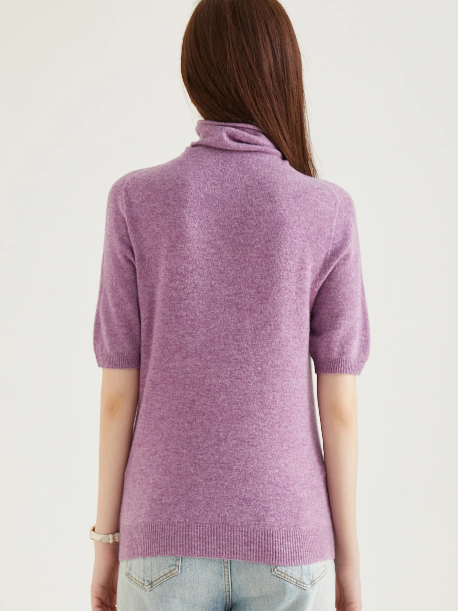 Women's Knit Tops Short Sleeve Fashion Women Sweaters New 100% Merino Wool Knitwears Vintage Sweater Turtleneck Pullover Clothes