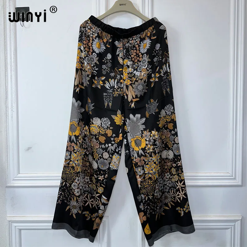 WINYI Middle East print kimonos 2 piece sets women outfit Long Cardigan And Wide Leg Pant Sets Pants Suits holiday beach cover u