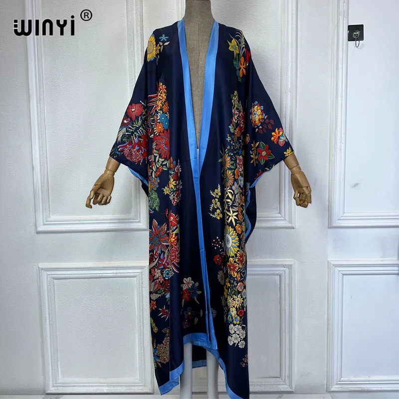 WINYI Middle East print kimonos 2 piece sets women outfit Long Cardigan And Wide Leg Pant Sets Pants Suits holiday beach cover u