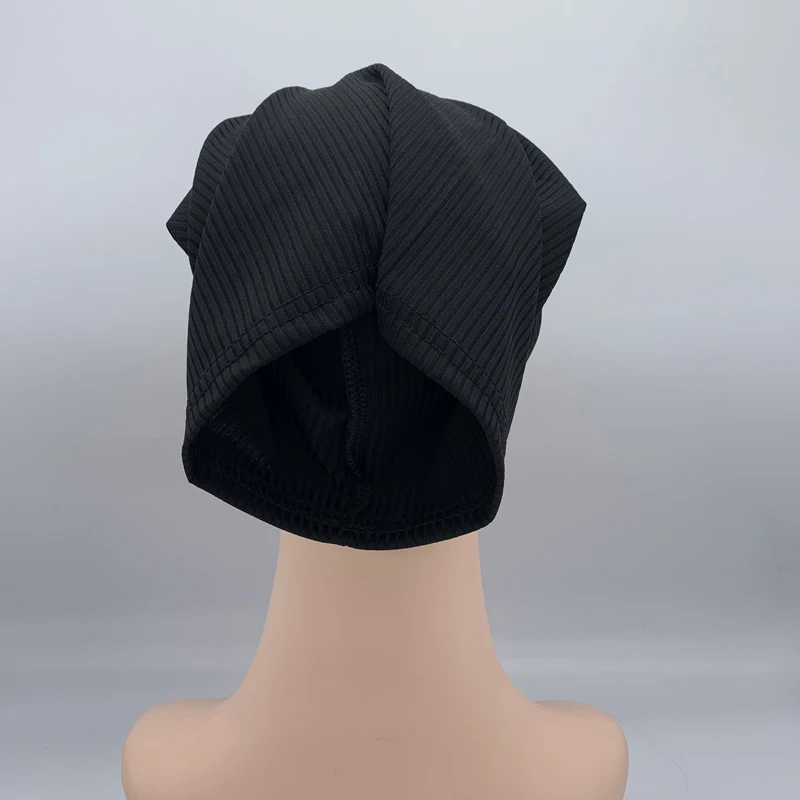 Textured Ribbled Under Scarf Muslim Women's Inner Hijab Cap Elastic Underscarf Bonnet Ladies Head Wraps Soild Color Turban Hat