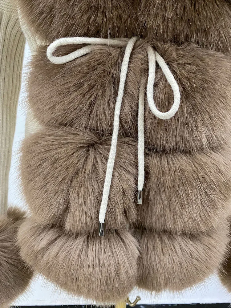 ZADORIN Luxury Fur Cardigan Knit Winter Sweater Women Elegant Detachable Fur Belt White Pink Black Womens Cardigan Korea Style