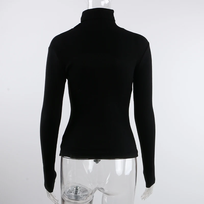 2021 Spring Autumn Sexy Knitted Turtleneck Top Women Hollow Out Casual Long Sleeve T Shirt New Fashion Slim Tops Lady Clothing