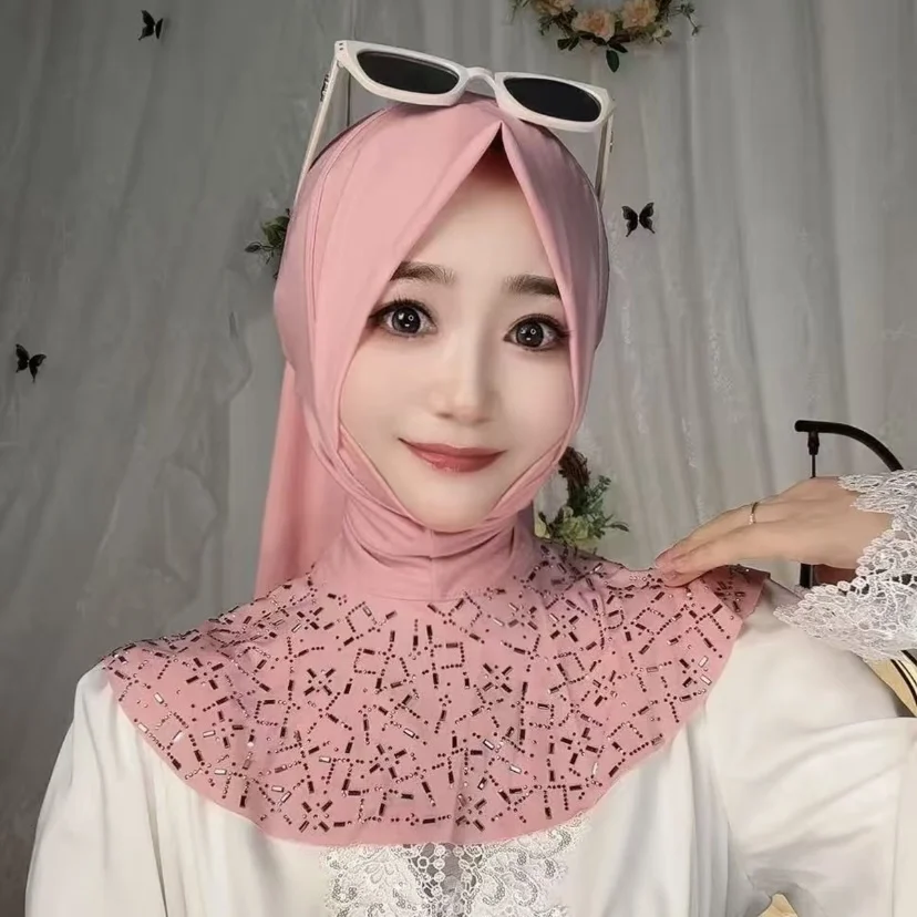 Glittery Diamonds Muslim Lady Cover Fashionable Headwear Hijab