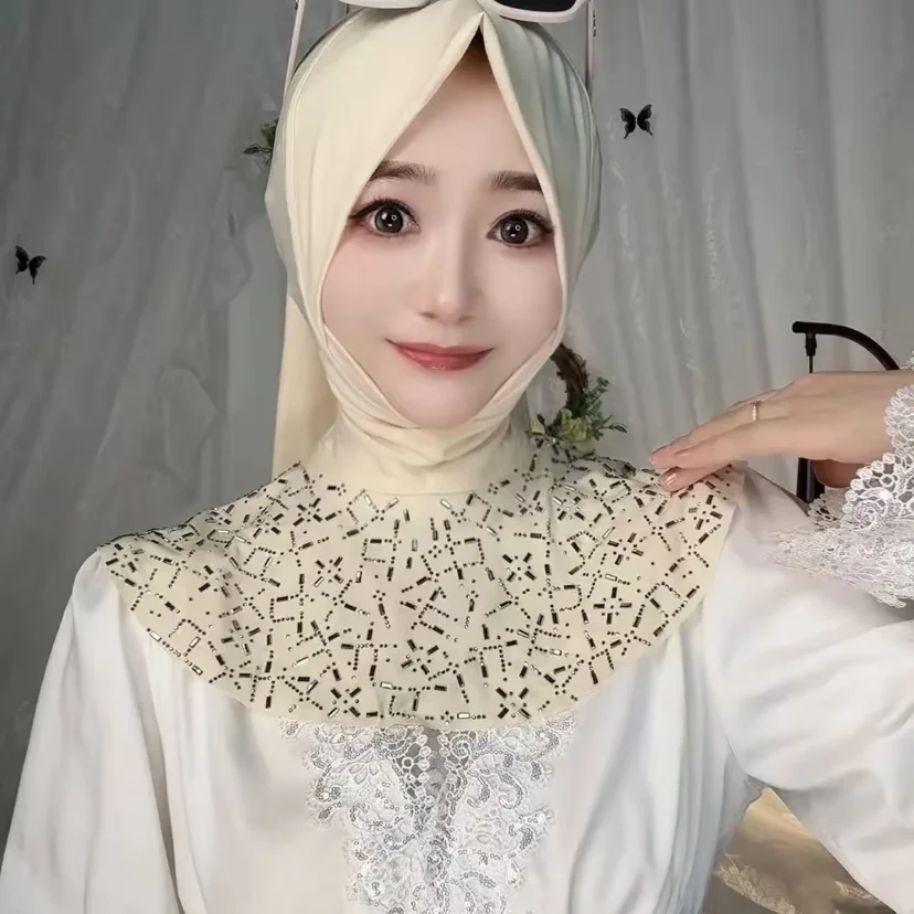 Glittery Diamonds Muslim Lady Cover Fashionable Headwear Hijab