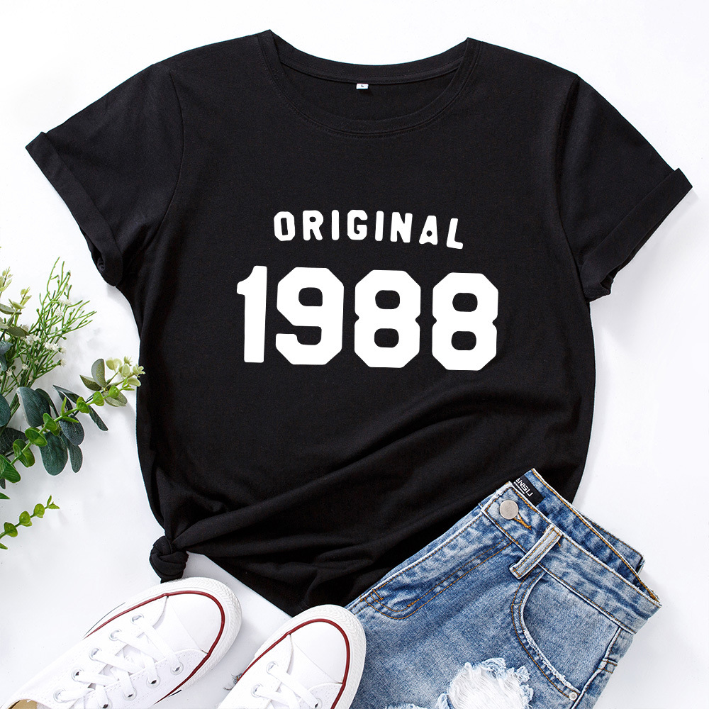 Original 1988 Letter Print Women T Shirt Short Sleeve O Neck Loose Women Tshirt Ladies Tee Shirt Tops Clothes Camisetas Mujer