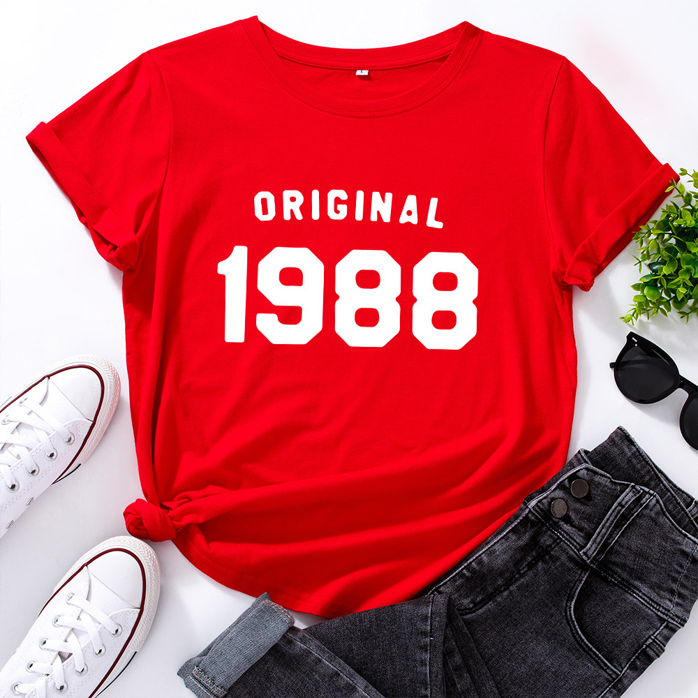 Original 1988 Letter Print Women T Shirt Short Sleeve O Neck Loose Women Tshirt Ladies Tee Shirt Tops Clothes Camisetas Mujer