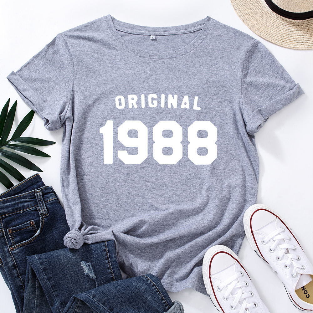 Original 1988 Letter Print Women T Shirt Short Sleeve O Neck Loose Women Tshirt Ladies Tee Shirt Tops Clothes Camisetas Mujer